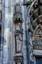 Vertical shot of a beautifully architectured Cologne cathedral with amazing carving patterns