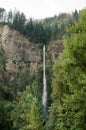 Vertical shot of the Benson Bridge over Multnomah Falls during the day Royalty Free Stock Photo