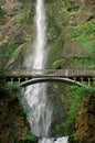 Vertical shot of the Benson Bridge over Multnomah Falls during the day Royalty Free Stock Photo