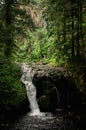 Vertical shot of the Benson Bridge over Multnomah Falls during the day Royalty Free Stock Photo