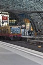 Vertical shot of the berlin light rail S7 leaving the Berlin main station in Berlin, Germany