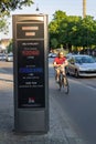 Vertical shot bicycle street passing counter in Copenhagen, Denmark