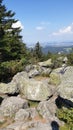 Vertical shot of big stones from the Ochsenkopf Mountain in Fichtelgebirge, Germany