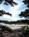 Vertical shot of Black Brook Cove Beach along the Cabot Trail. Cape Breton, Nova Scotia, Canada.