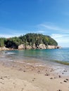 Vertical shot of Black Brook Cove Beach. Cabot Trail in Cape Breton. Nova Scotia, Canada.