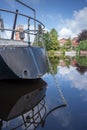 Vertical shot of a boat anchor in the harbor of Emden, Germany Royalty Free Stock Photo