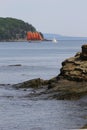 Vertical shot of boats sailing on Frenchman Bay at Agamont Park, Bar Harbor in Maine, USA Royalty Free Stock Photo