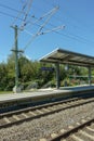 Vertical shot of the Bonn United Nations (UN) Campus railway station in Germany on a sunny afternoon Royalty Free Stock Photo