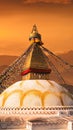 Vertical shot of Boudhanath Stupa in Kathmandu, Nepal at sunset Royalty Free Stock Photo