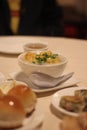 Vertical shot of a bowl of vegetable soup Royalty Free Stock Photo