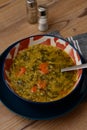 Vertical shot of a bowl of vegetable soup Royalty Free Stock Photo