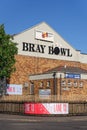 Vertical shot of the Bray Bowl Family Entertainment Centre building in Bray town, Ireland.