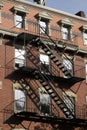 Vertical shot of a brick building with stairs, Boston, MA Royalty Free Stock Photo