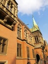 Vertical shot of a brick building in Warsaw Town Hall in Poland