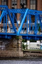 Vertical shot of a bright blue bridge in Downtown Grand Rapids Royalty Free Stock Photo