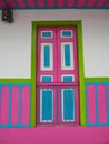 Vertical shot of a bright colorful doorway