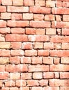 Vertical shot of a brown old bricked wall in daylight