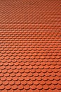 Vertical shot of a brown scale-like roof tiles Royalty Free Stock Photo
