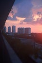 Vertical shot of the buildings of Cancun, Mexico, at sunset Royalty Free Stock Photo