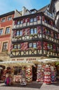 Vertical shot of buildings in the streets of Colmar in Alsace, France