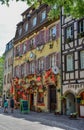 Vertical shot of buildings in the streets of Colmar in Alsace, France