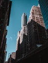 Vertical shot of buildings in streets of New York Royalty Free Stock Photo