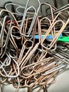 Vertical shot of a bunch of paper clips