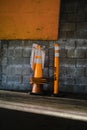 Vertical shot of a bunch of roadblocks near a street Royalty Free Stock Photo