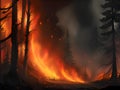 a vertical shot of a burning fire in the forest with trees