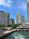 Vertical shot of the bustling metropolitan city near the Toronto Islands Ferry Port Royalty Free Stock Photo