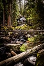 Vertical shot of the Calypso Cascades in Rocky Mountain National Park in Colorado, United States