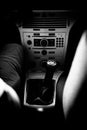 Vertical shot of a car with manual shift gear transmission stick Royalty Free Stock Photo