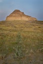 Vertical shot of the Castle Butte in the evening in Saskatchewan, Canada