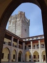 Vertical shot of castle of La Mota in Spain under blue sky Royalty Free Stock Photo