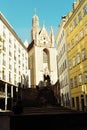 Vertical shot of the Catholic Church Maria am Gestade in Vienna, Austria