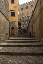 Vertical shot of Cefalu Old Town and Castle with buildings and staircases in Sicily, Italy Royalty Free Stock Photo