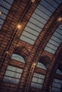 Vertical shot of the ceiling of the central station in Milan, Italy