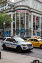 Vertical shot of the Chicago Police Department car on a busy street Royalty Free Stock Photo