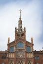 Vertical shot of the Church of the Hospital de la Santa Creu i Sant Pau in the city of Barcelona