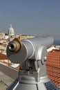 Vertical shot of a city telescope with a blurred background Royalty Free Stock Photo
