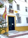 Vertical shot of the Civil Guard Barracks House in El Cerro de Andevalo, Spain