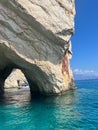 Vertical shot of the cliffs on the Zakynthos island, Greece - paradise on earth Royalty Free Stock Photo