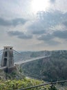 Vertical shot of the Clifton Suspension Bridge in Bristol, United Kingdom