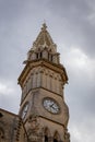 Vertical shot of the clocktower of Manacor Cathedral in Mallorca, Spain