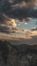 Vertical shot of a cloudy sunset over El Paso, Texas Royalty Free Stock Photo