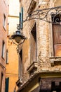 Vertical shot of colorful facades of old medieval houses in Venice, Italy Royalty Free Stock Photo