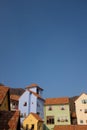 Vertical shot of the colorful houses of Petit France theme park in Gapyeong County, South Korea Royalty Free Stock Photo