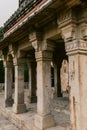 Vertical shot of columns of the Jamali Kamali mosque and tomb in New Delhi, India