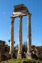 Vertical shot of the columns of the ruins of a historical temple in Rome, Italy