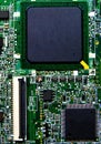 Vertical shot of computer memory chip with two processors Royalty Free Stock Photo